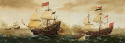A Naval Encounter between English and Spanish Warships by Pieter Cornelisz. Verbeeck